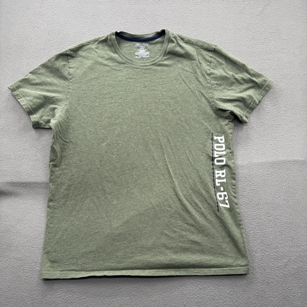 Polo Ralph Lauren Shirt Mens Large Green POLO RL-67 Logo Graphic Tee Tagless